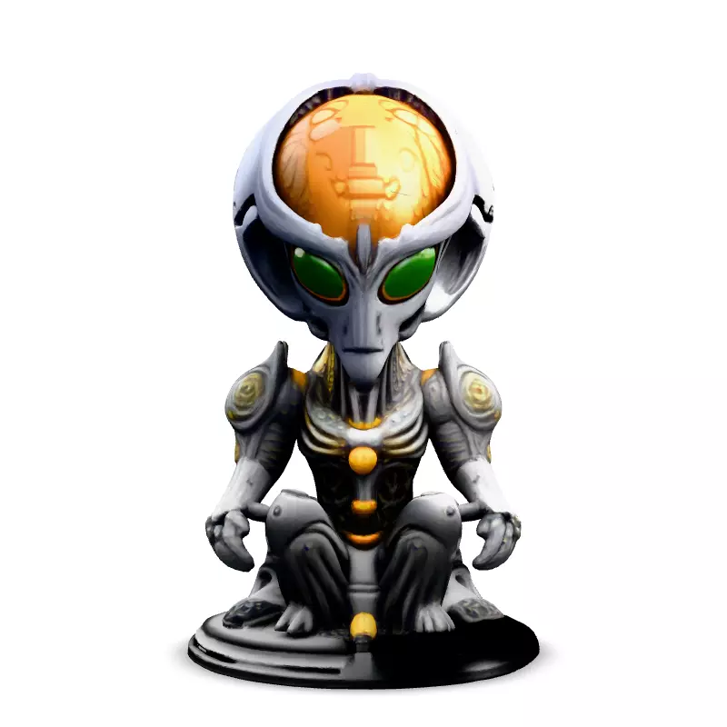 SciFi Alien Meditation Figurine Low-poly 3D model_3