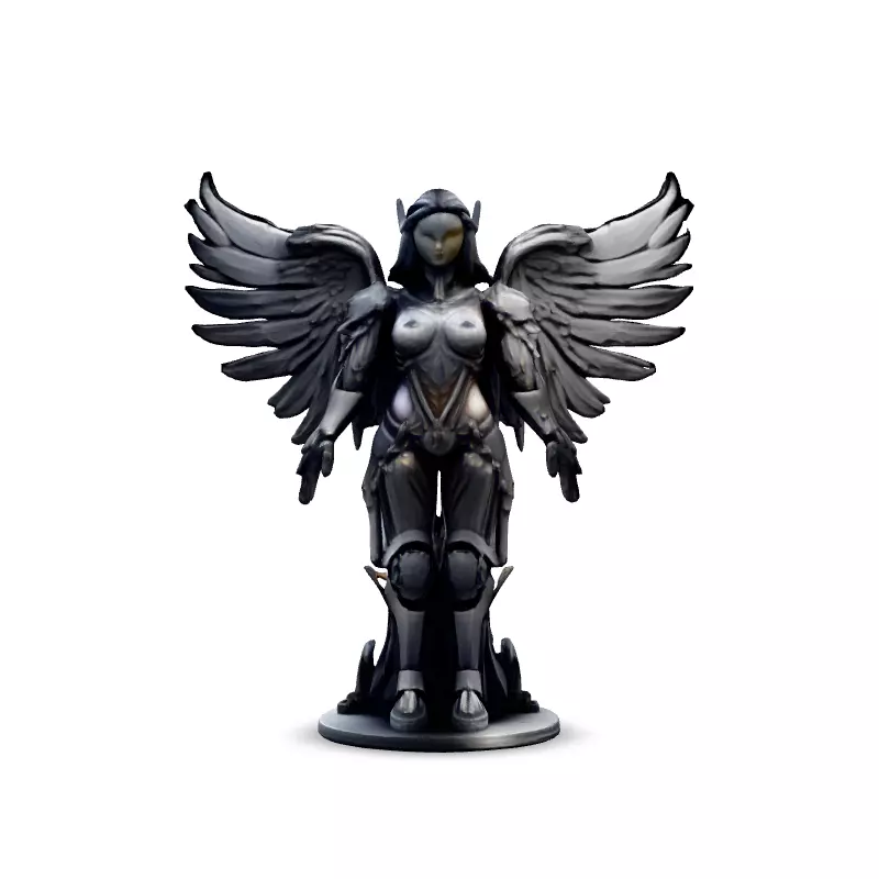 Silver Valkyrie Scifi Angel Warrior Low-poly 3D model_3