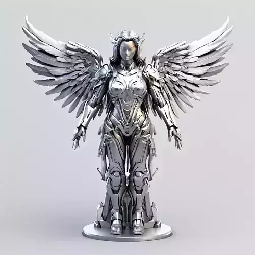 Silver Valkyrie Scifi Angel Warrior Low-poly 3D model Silver Valkyrie Scifi Angel Warrior Low-poly 3D model