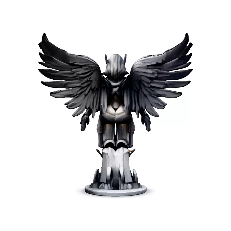 Silver Valkyrie Scifi Angel Warrior Low-poly 3D model_6