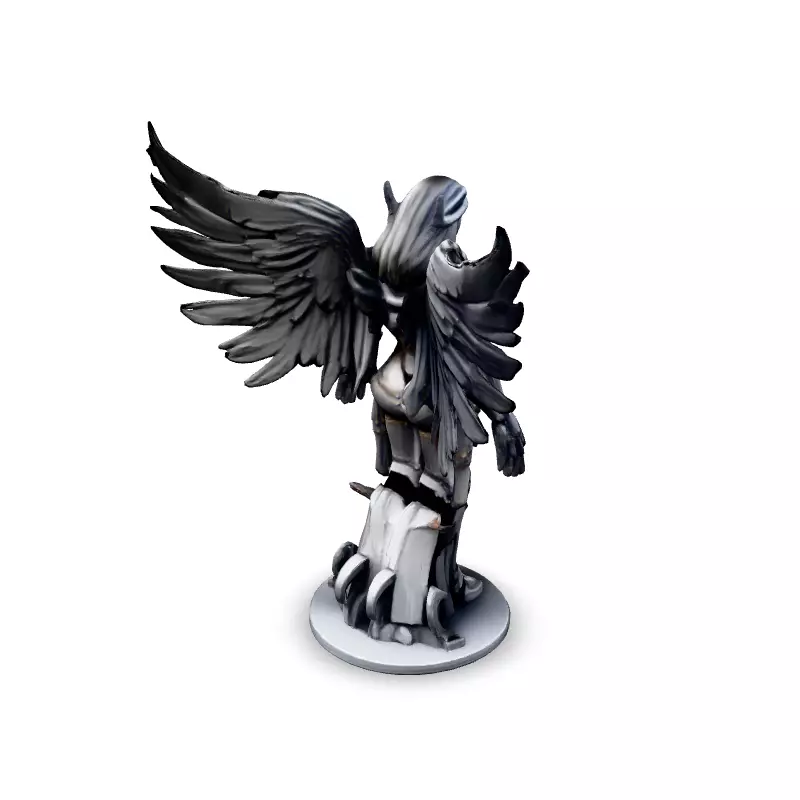 Silver Valkyrie Scifi Angel Warrior Low-poly 3D model_5
