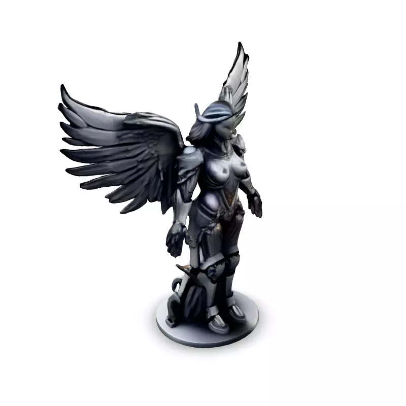 Silver Valkyrie Scifi Angel Warrior Low-poly 3D model_2