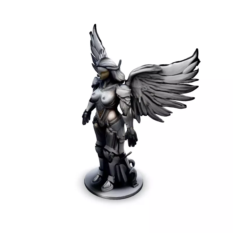 Silver Valkyrie Scifi Angel Warrior Low-poly 3D model_1