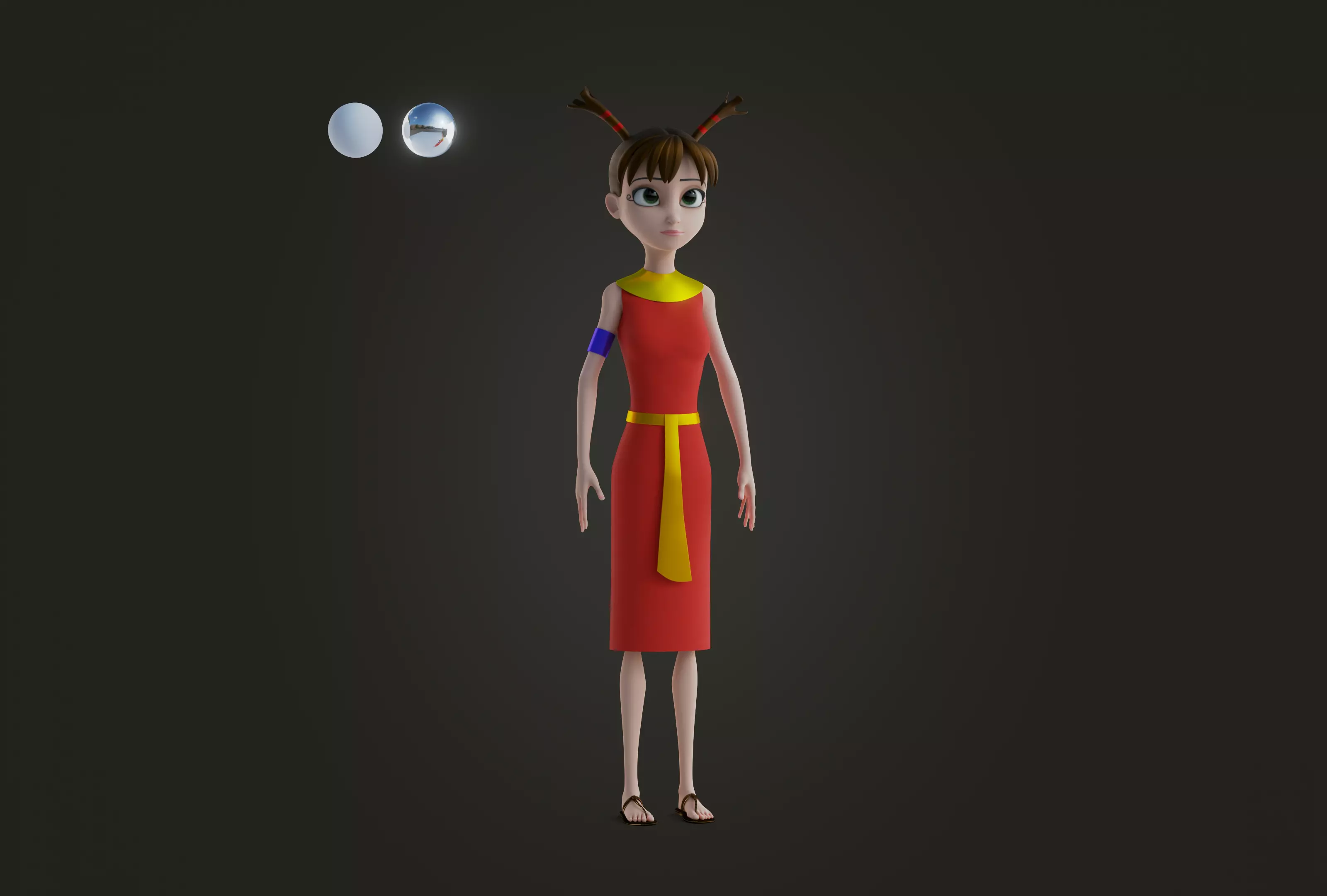 Snohy  Hapi  Teti-Sheri  Egyptian Pharaonic Cartoon Characters Low-poly 3D model_7