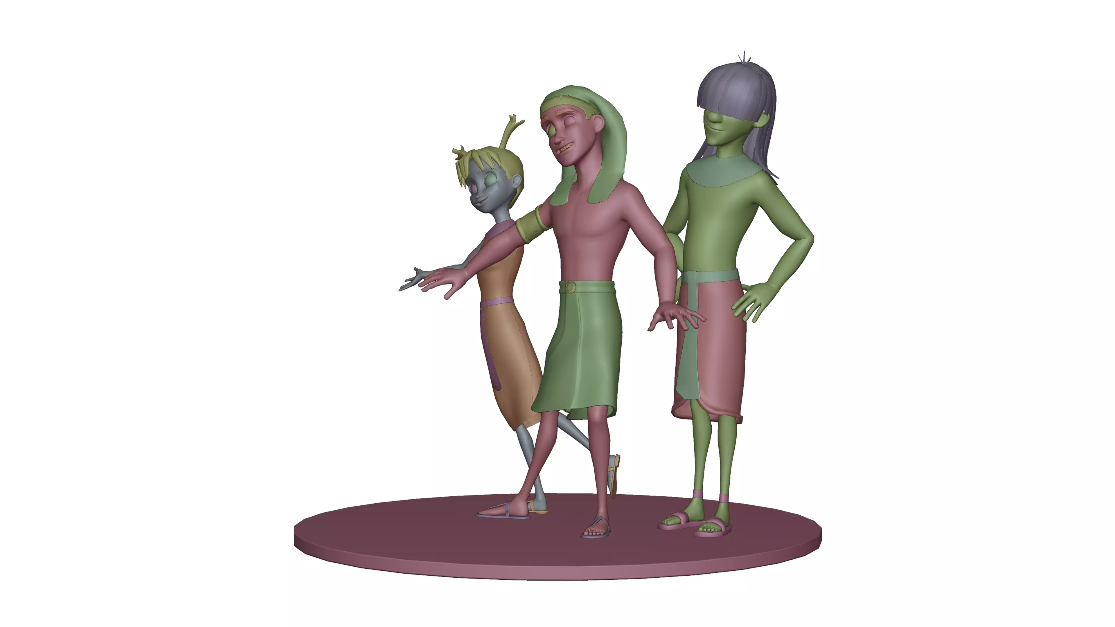 Snohy  Hapi  Teti-Sheri  Egyptian Pharaonic Cartoon Characters Low-poly 3D model_16