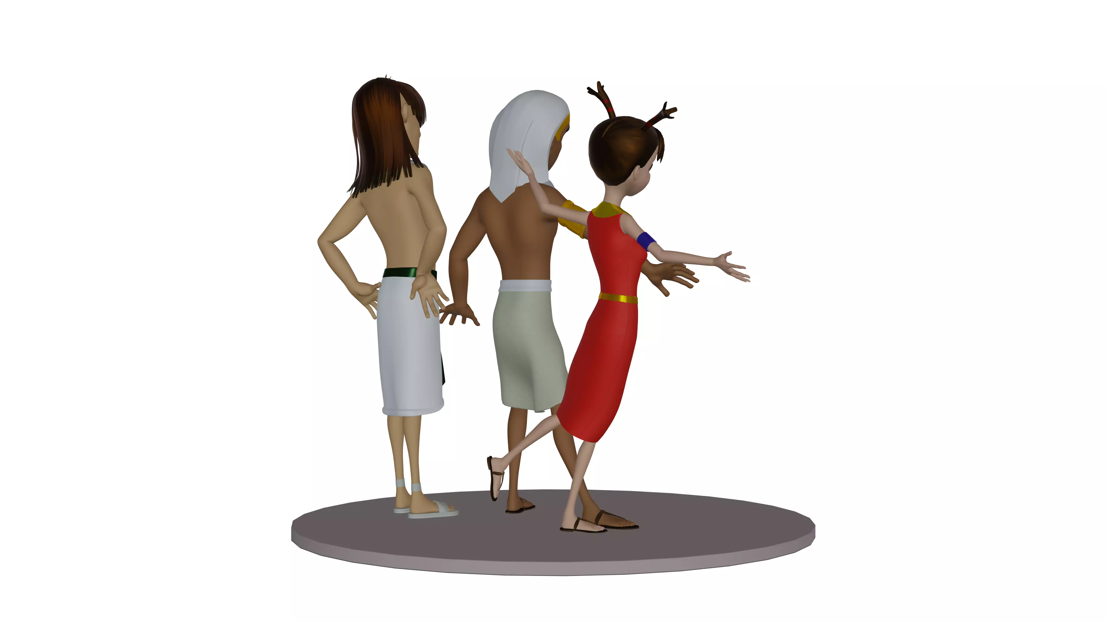 Snohy  Hapi  Teti-Sheri  Egyptian Pharaonic Cartoon Characters Low-poly 3D model_12