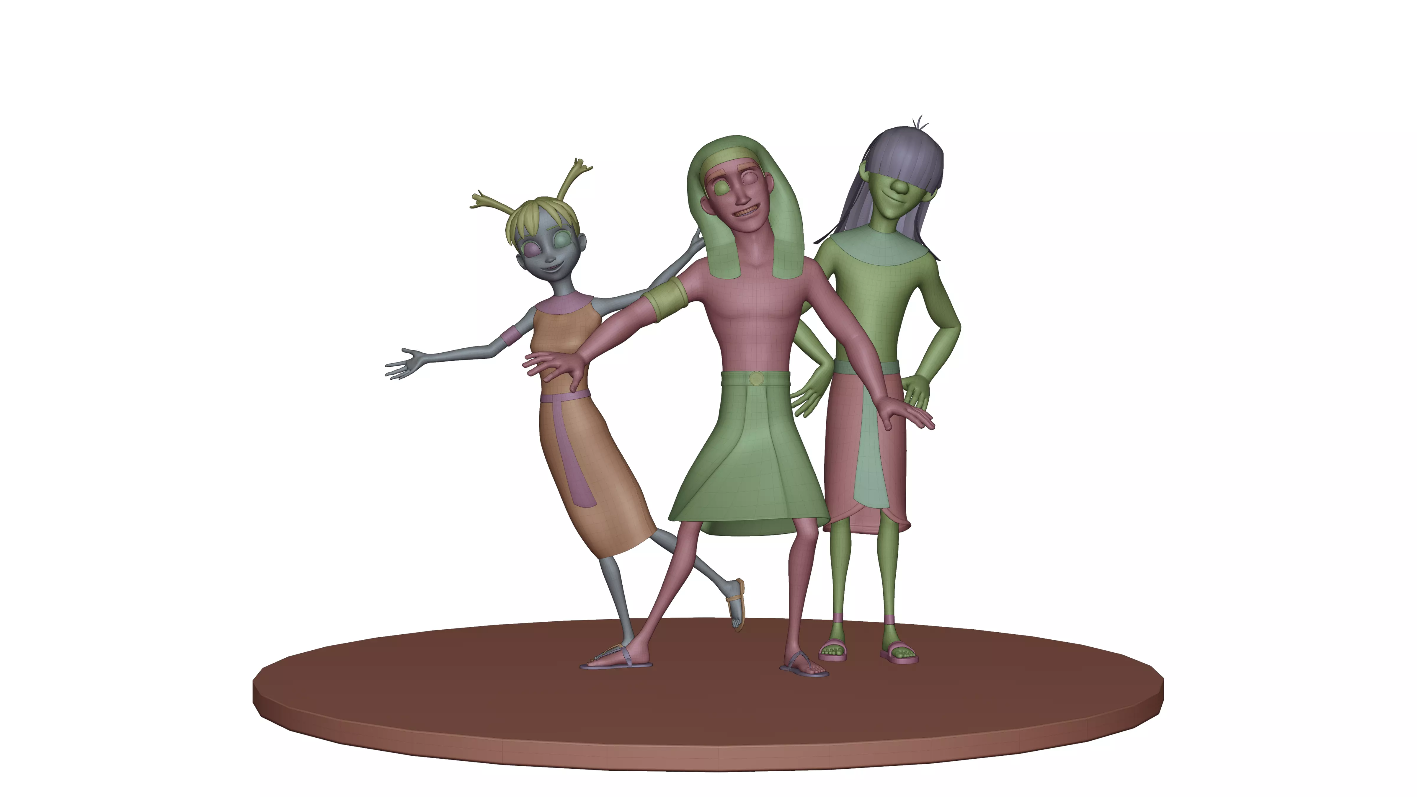 Snohy  Hapi  Teti-Sheri  Egyptian Pharaonic Cartoon Characters Low-poly 3D model_15