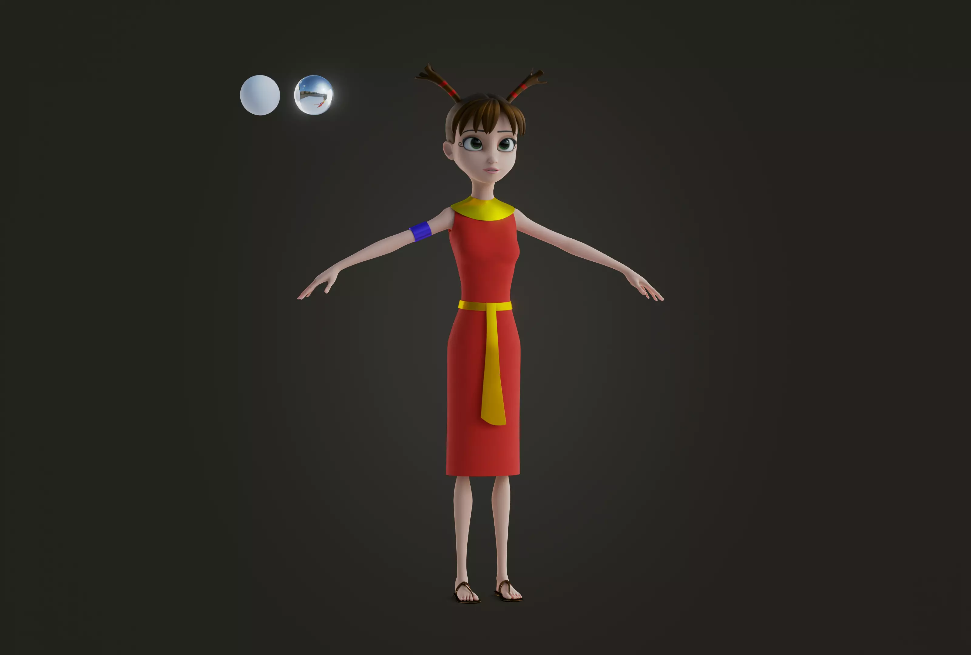 Snohy  Hapi  Teti-Sheri  Egyptian Pharaonic Cartoon Characters Low-poly 3D model_4