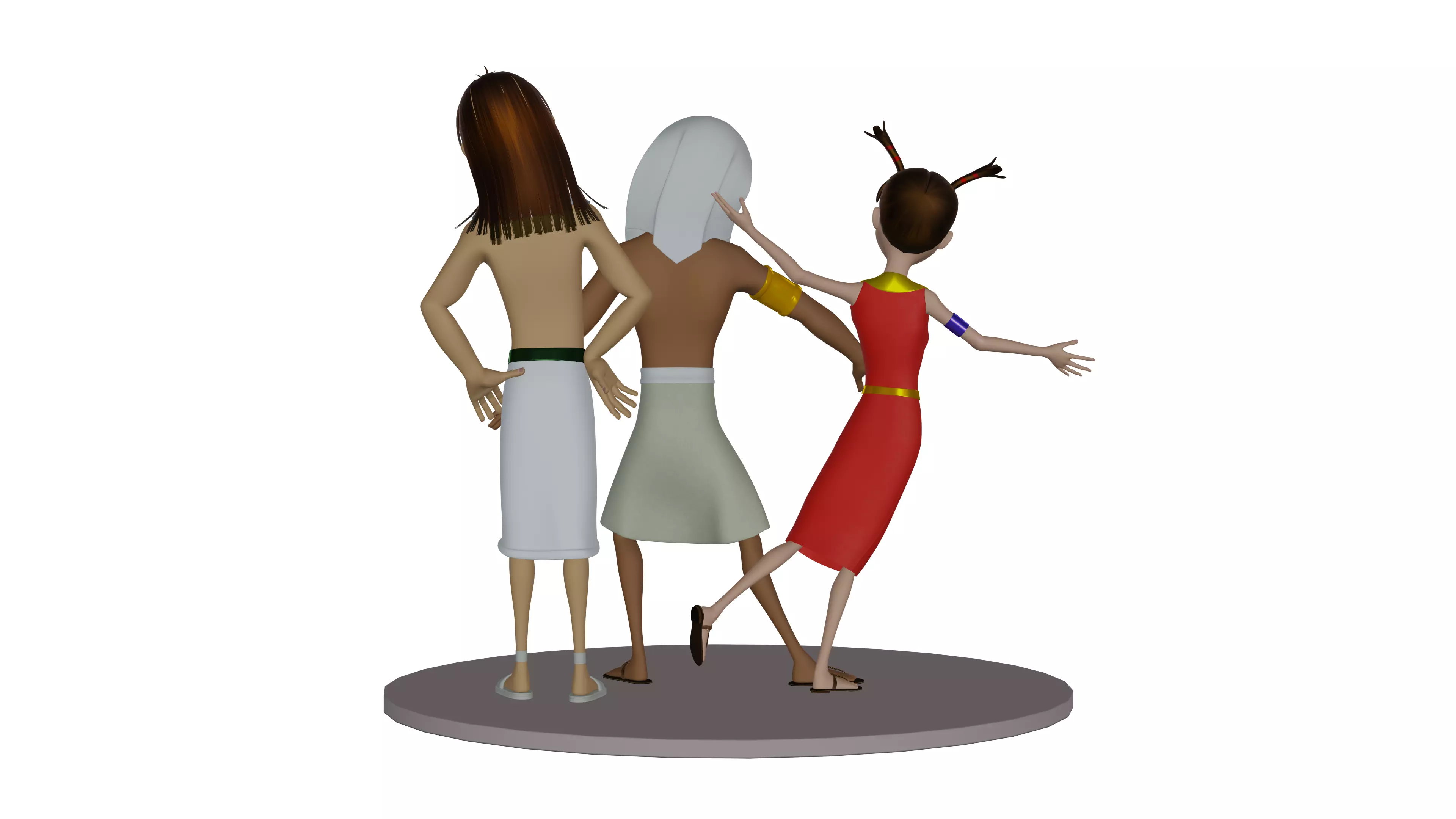 Snohy  Hapi  Teti-Sheri  Egyptian Pharaonic Cartoon Characters Low-poly 3D model_11