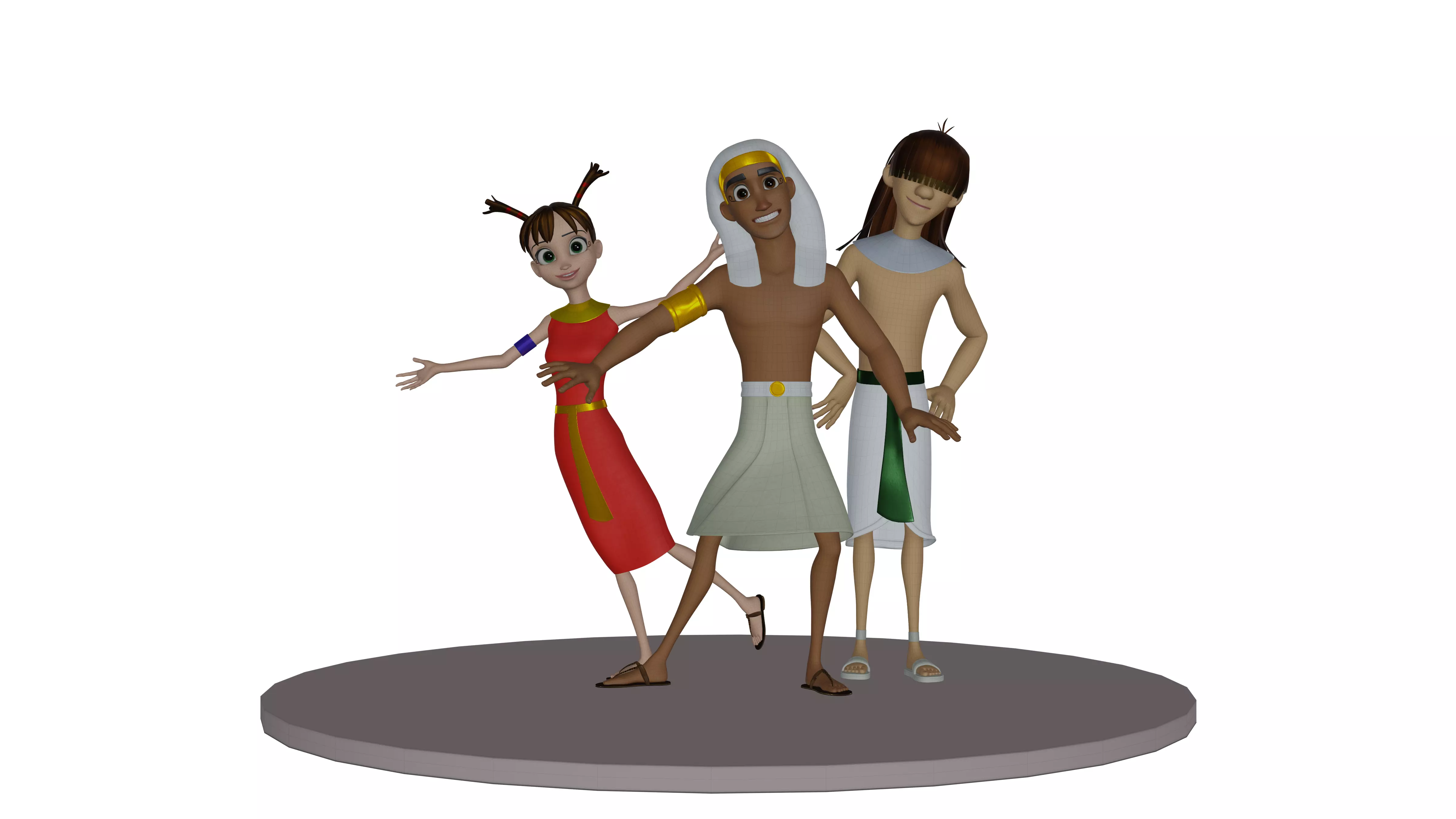 Snohy  Hapi  Teti-Sheri  Egyptian Pharaonic Cartoon Characters Low-poly 3D model_13