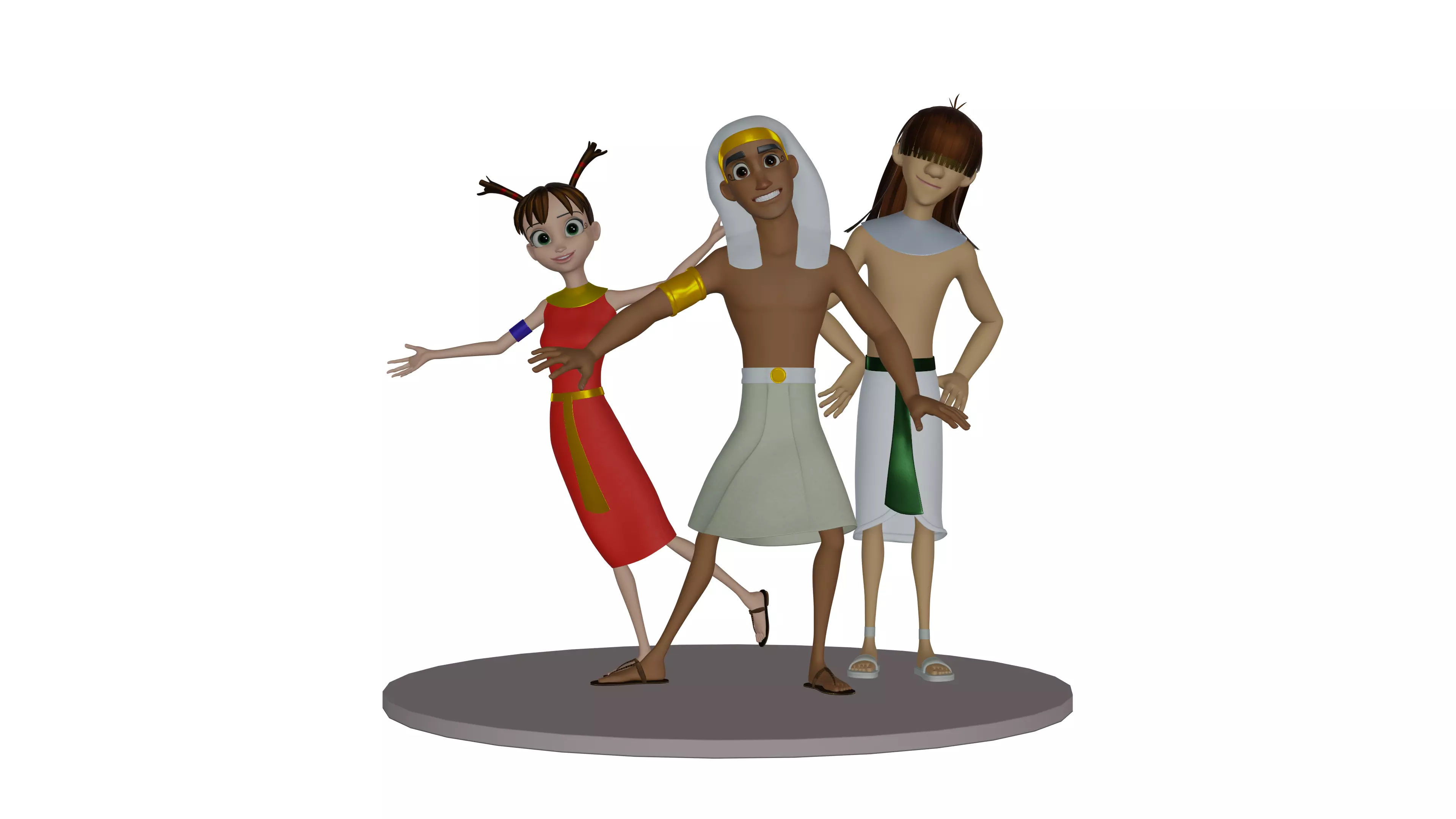 Snohy  Hapi  Teti-Sheri  Egyptian Pharaonic Cartoon Characters Low-poly 3D model_14