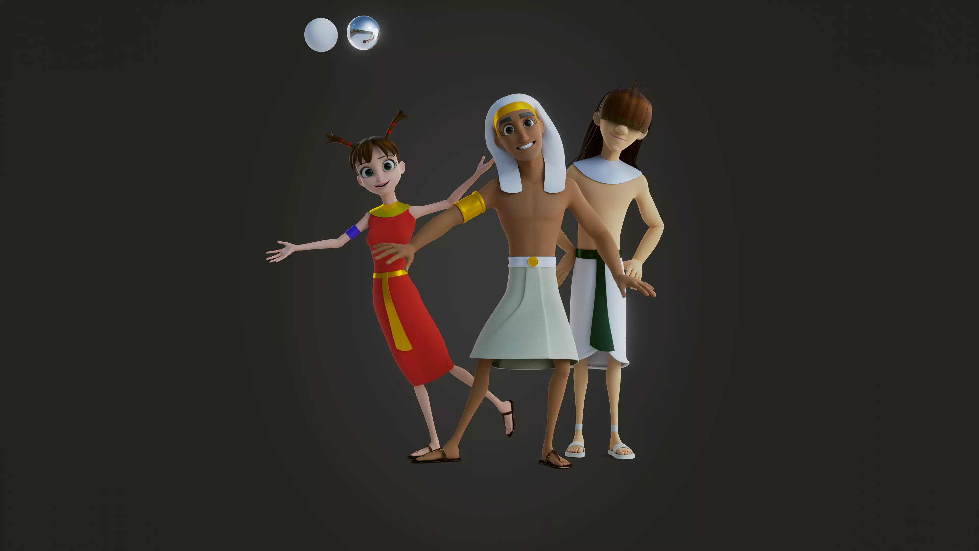 Snohy  Hapi  Teti-Sheri  Egyptian Pharaonic Cartoon Characters Low-poly 3D model_0