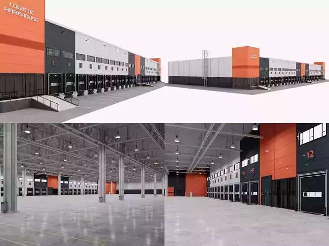 Warehouse Logistic 12 interior and exterior 3D model
