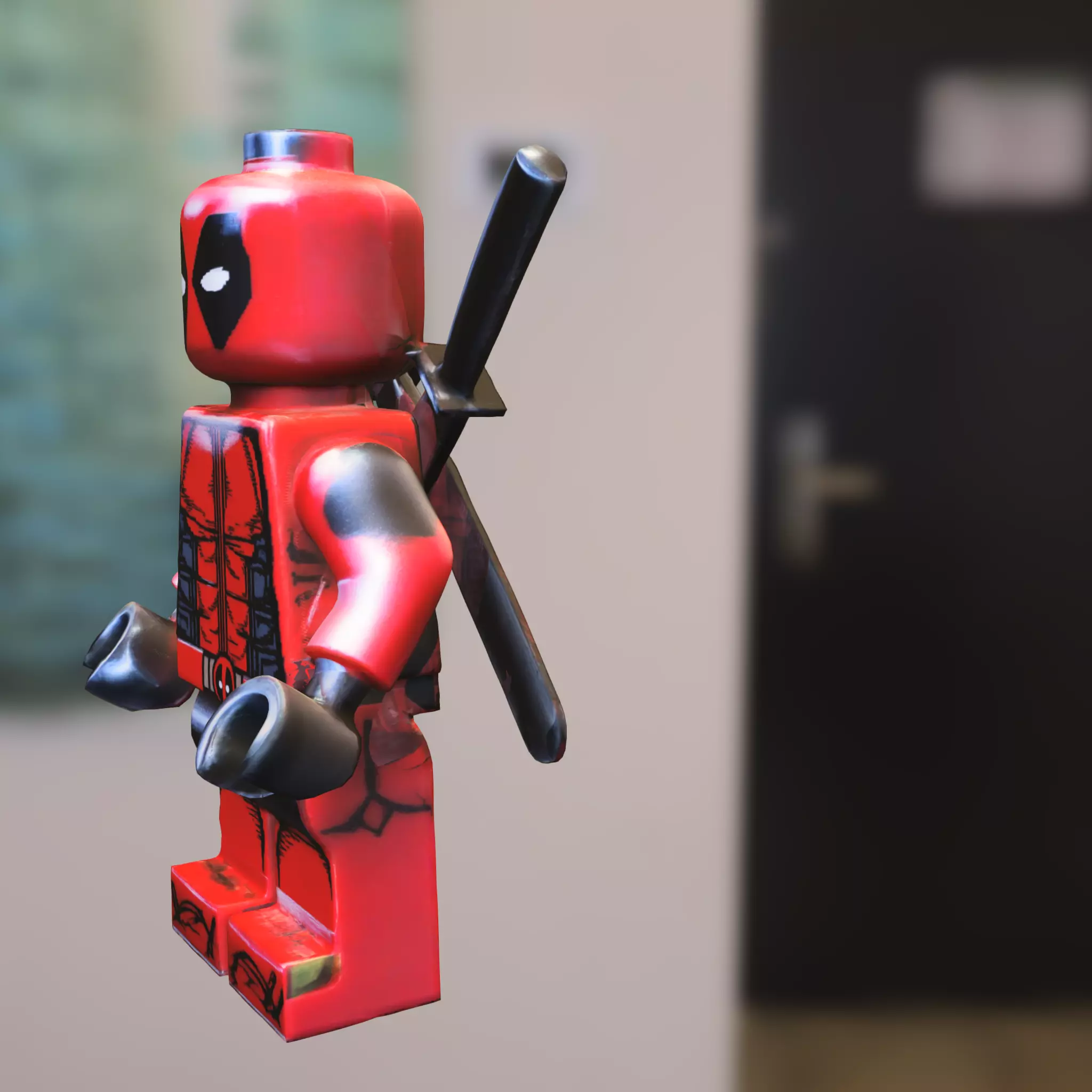 Red Hero lego deadpool Low-poly 3D model_1