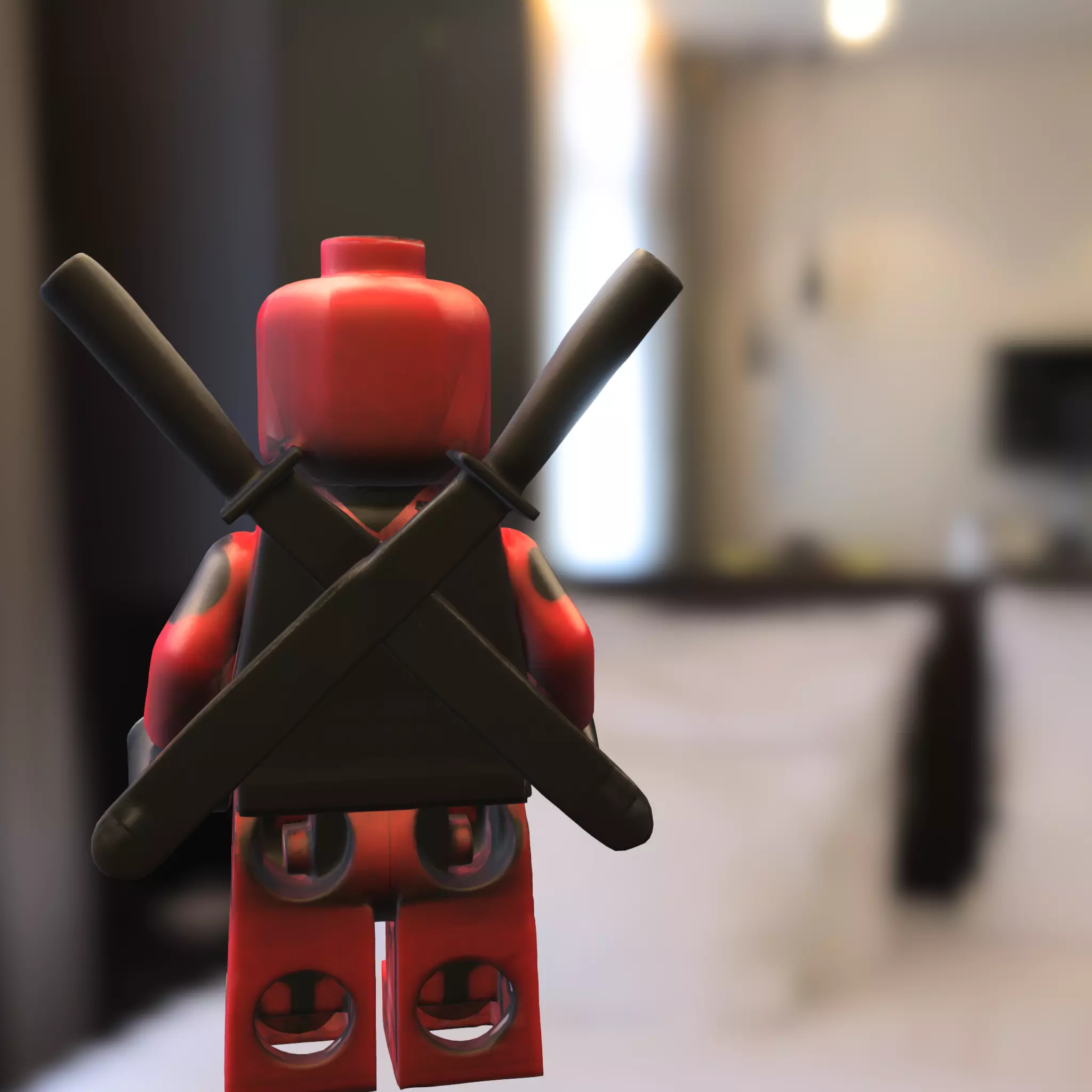 Red Hero lego deadpool Low-poly 3D model_2