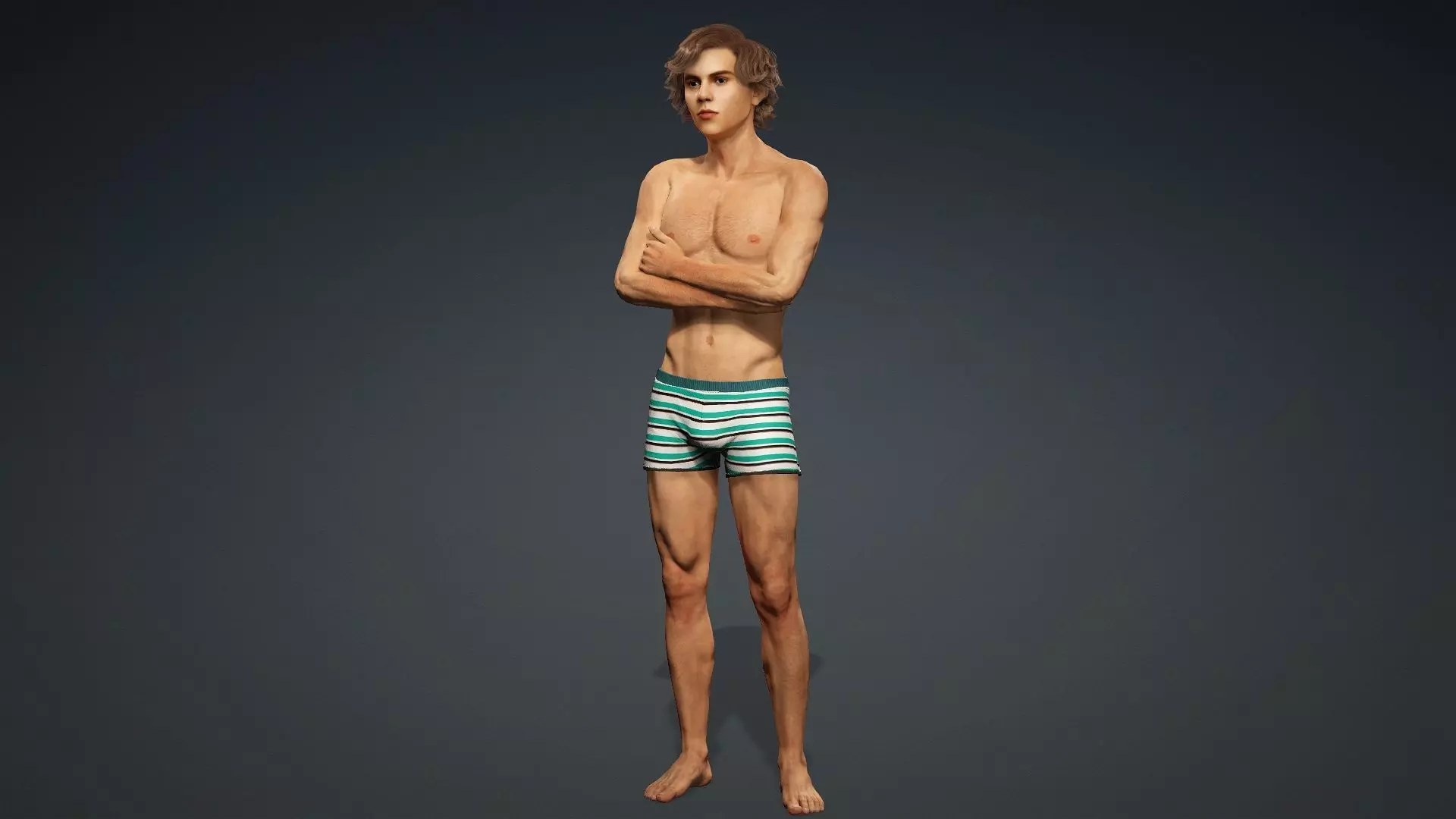 Muscular Teen Boy 3D Model 3D model_0