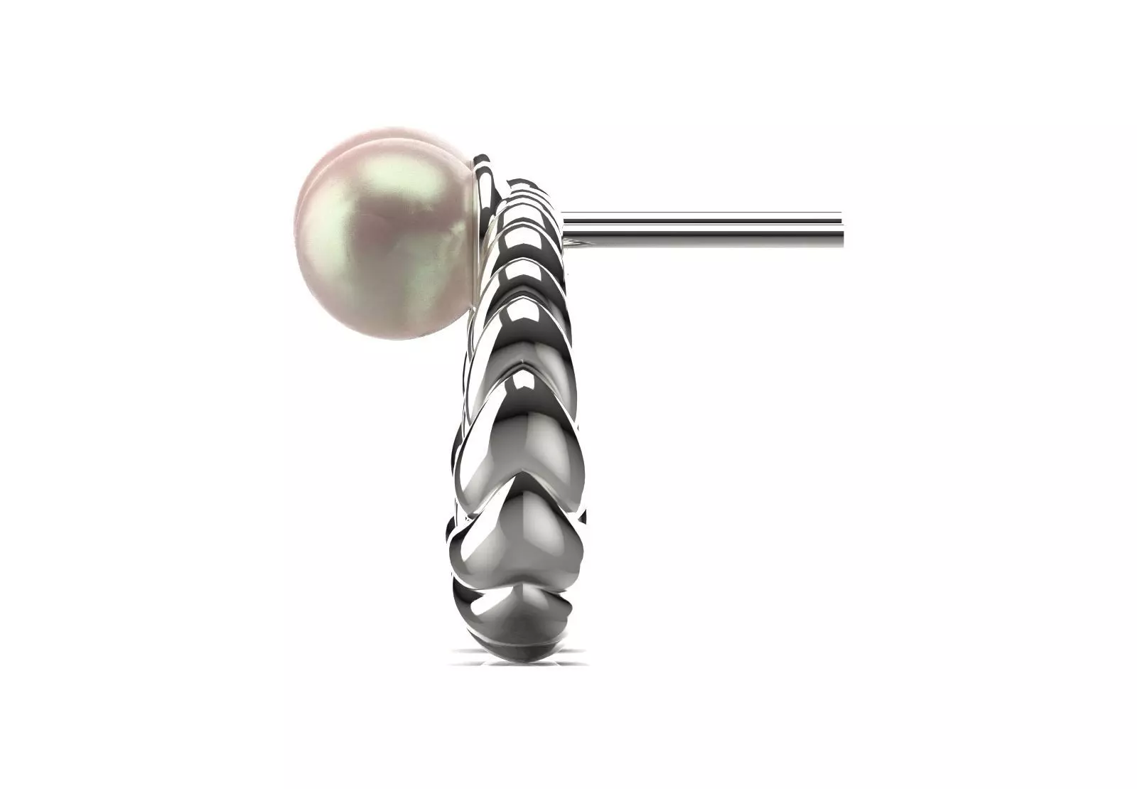 Stud earrings with pearls and textured pattern pe0049 3D print model_14