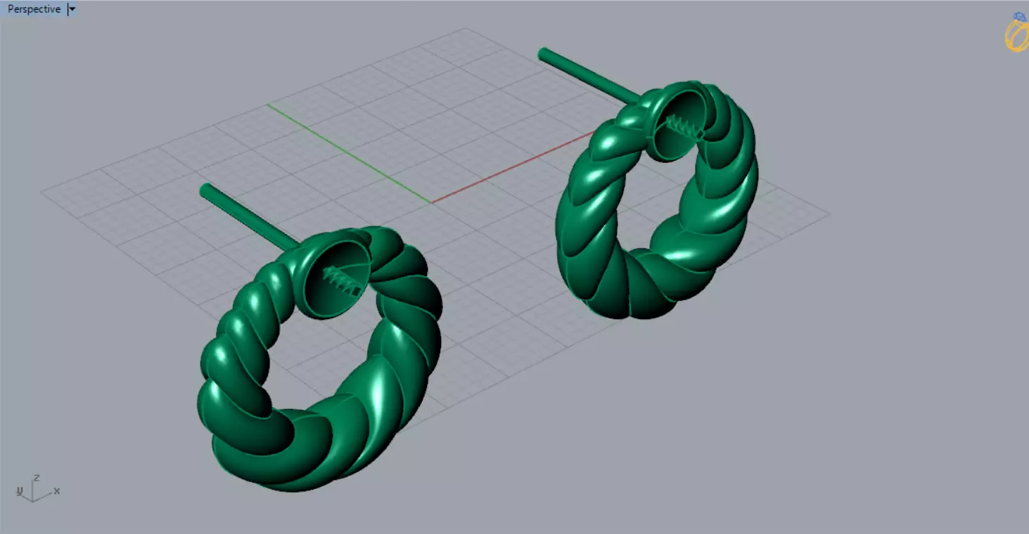 Stud earrings with pearls and textured pattern pe0049 3D print model_5