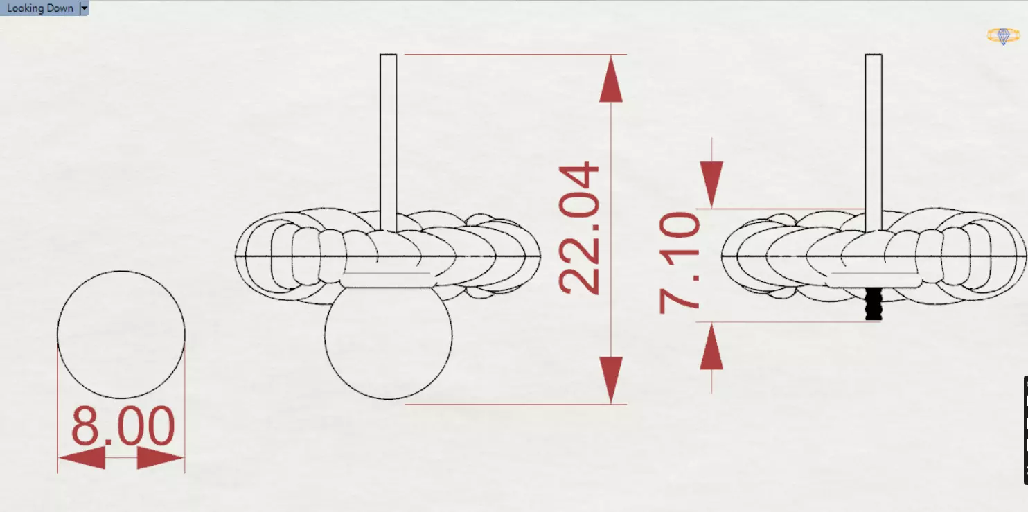 Stud earrings with pearls and textured pattern pe0049 3D print model_24