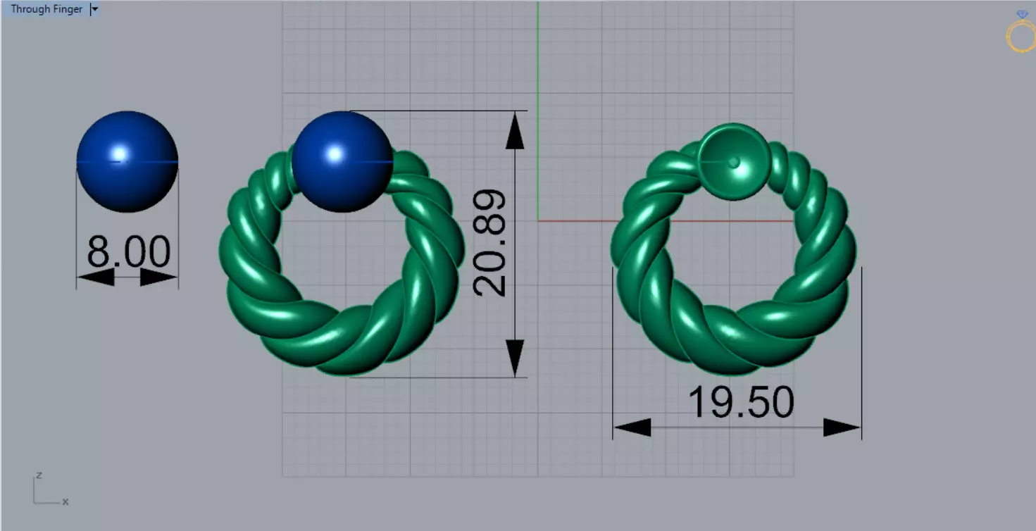 Stud earrings with pearls and textured pattern pe0049 3D print model_11