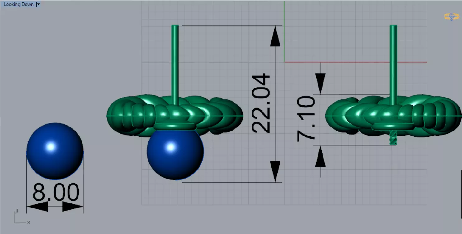 Stud earrings with pearls and textured pattern pe0049 3D print model_10