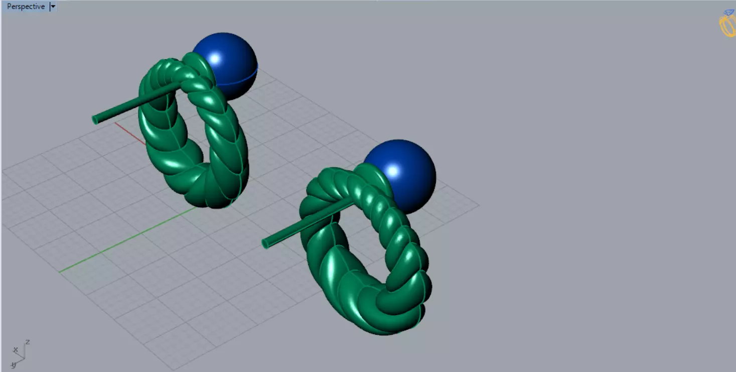 Stud earrings with pearls and textured pattern pe0049 3D print model_6