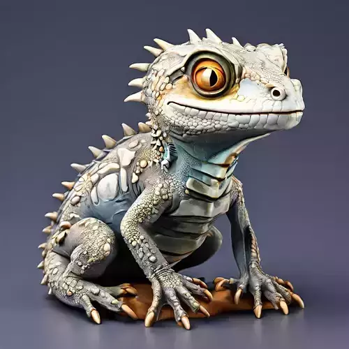 Stylized Mountain Horned Dragon Lizard Low-poly 3D model