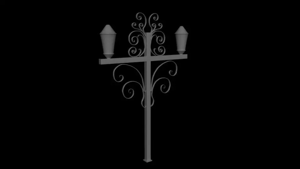 Victorian Style Decorative Street Lamp 3D Model Low-poly 3D model_0