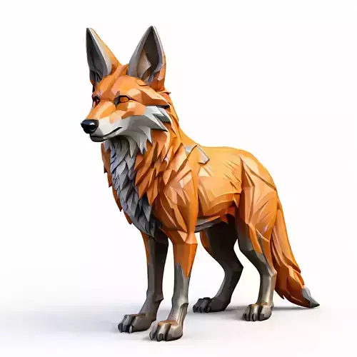 LowPoly Stylized Fox Game Asset Low-poly 3D model
