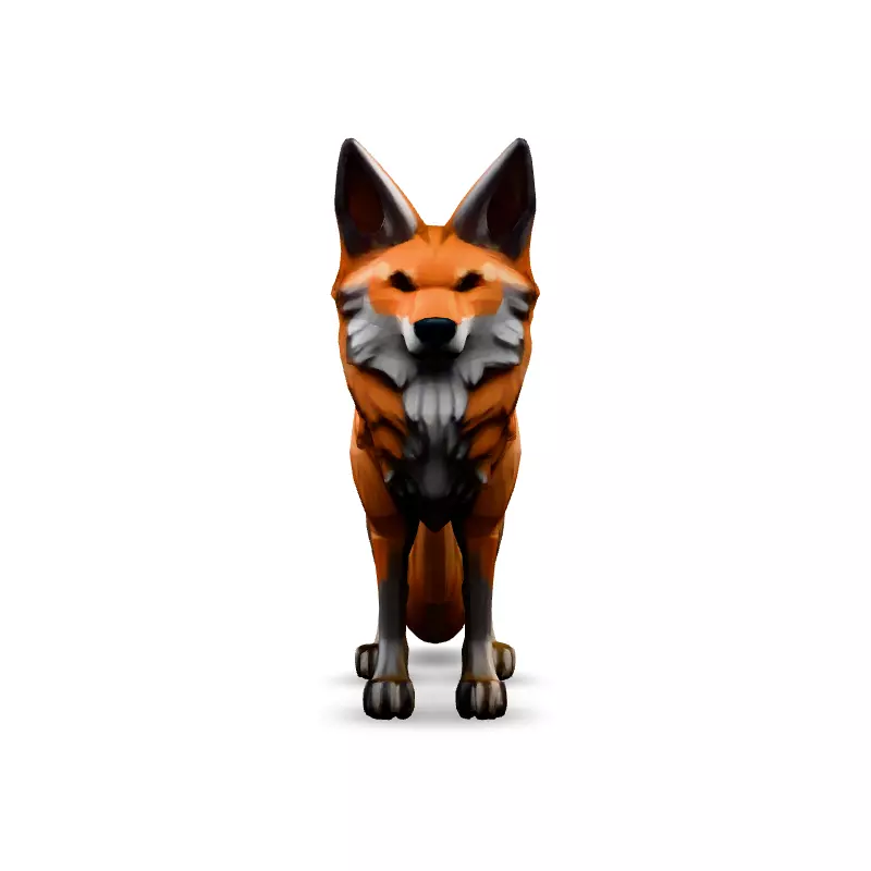 LowPoly Stylized Fox Game Asset Low-poly 3D model_3