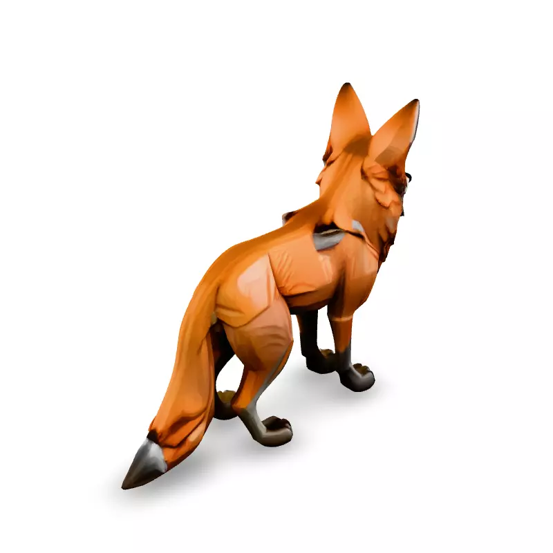 LowPoly Stylized Fox Game Asset Low-poly 3D model_5