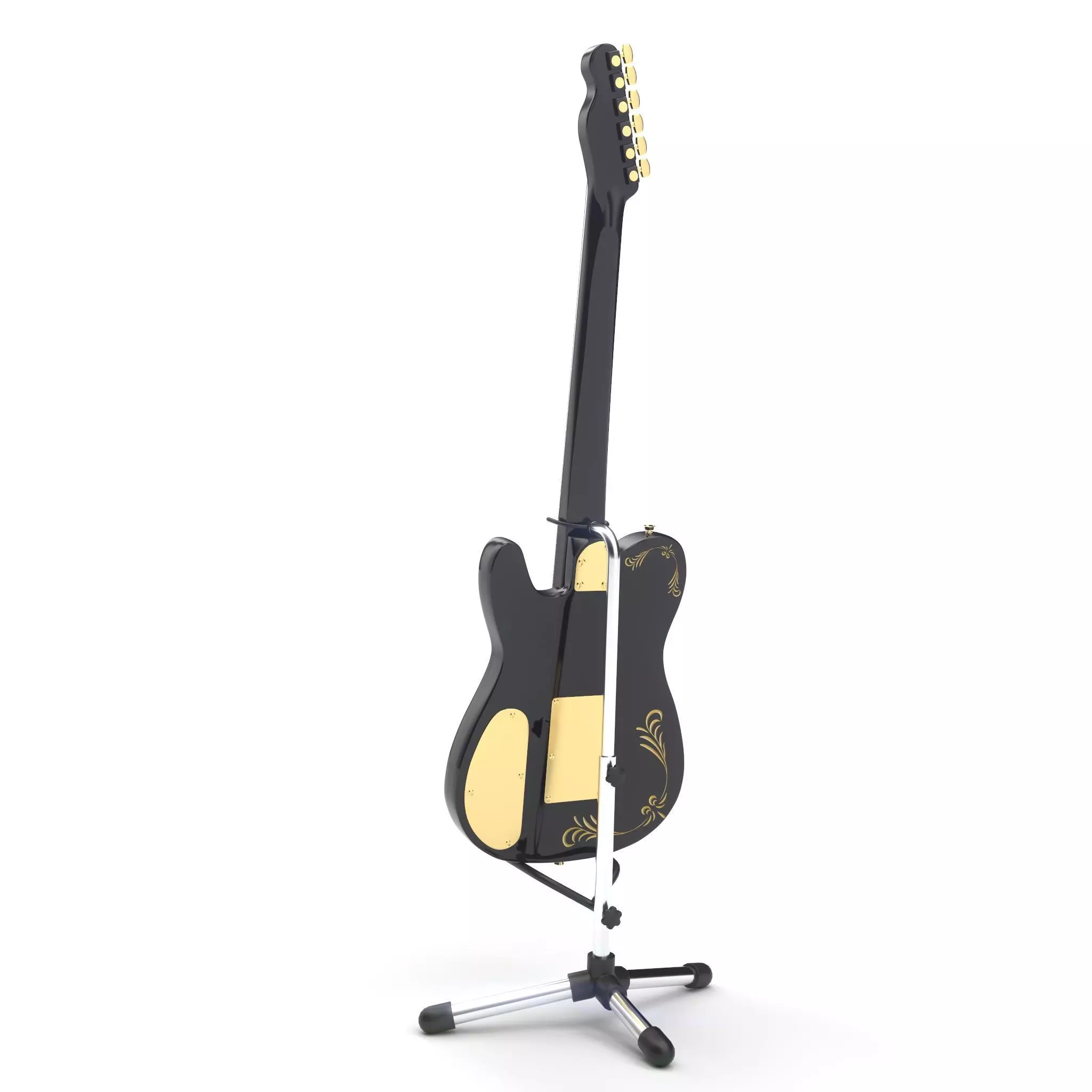Guitar with stand 3D model_1