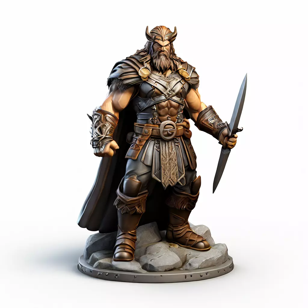 Highly Detailed Viking Warrior with Sword Low-poly 3D model_0