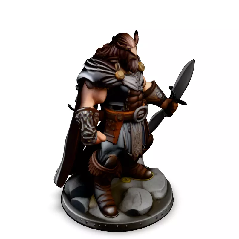 Highly Detailed Viking Warrior with Sword Low-poly 3D model_2