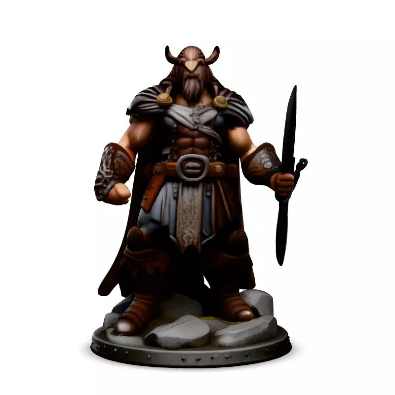 Highly Detailed Viking Warrior with Sword Low-poly 3D model_3