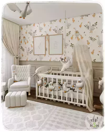 Goose Baby Room Blender Scene 3D model