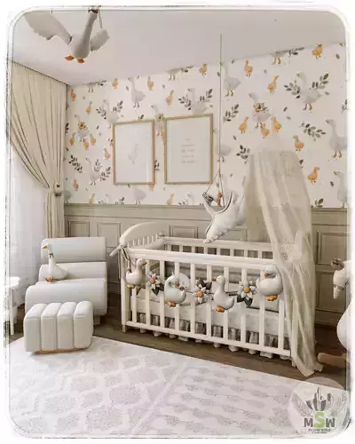 Goose Baby Room Blender Scene 3D model