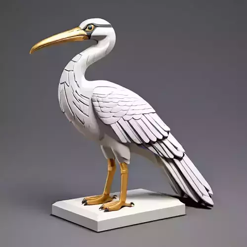 Stylized White Heron 3D Model Low-poly 3D model