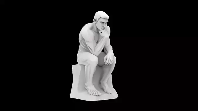 Modern Thinker Sculpture Seated Male Pose 3D Print Model