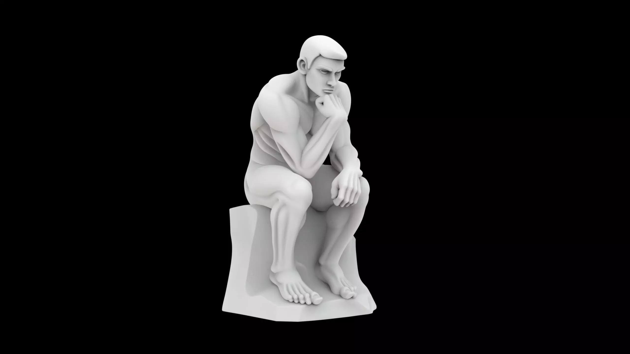 Modern Thinker Sculpture Seated Male Pose 3D Print Model 3D print model