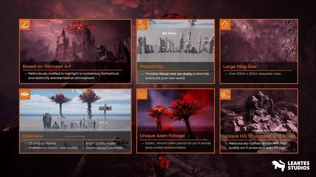 Fantasy Alien Castle Environment Low-poly 3D model_3