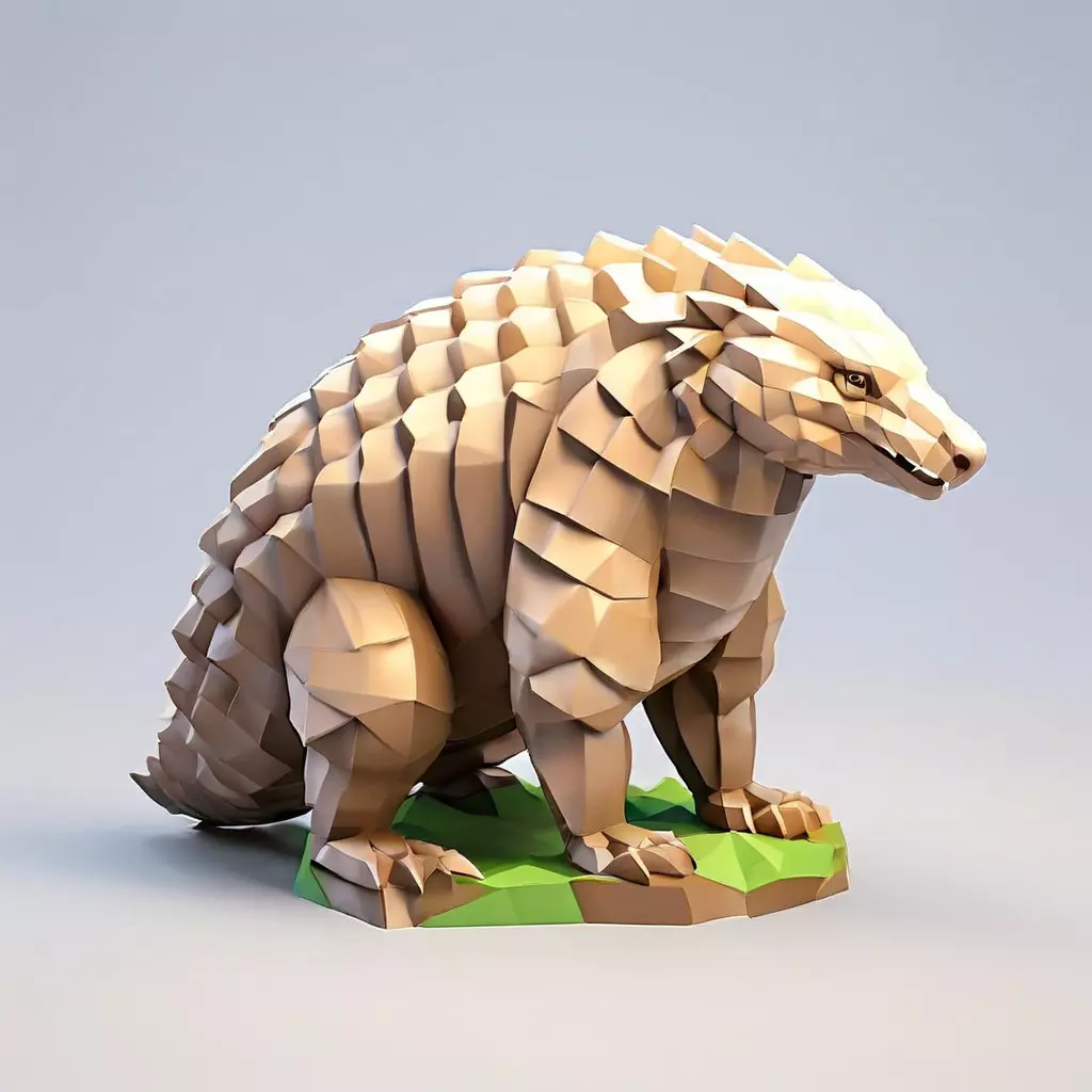 LowPoly Pangolin 3D Model Low-poly 3D model_0