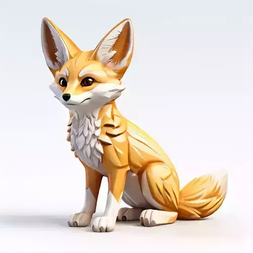 Stylized LowPoly Fennec Fox Low-poly 3D model