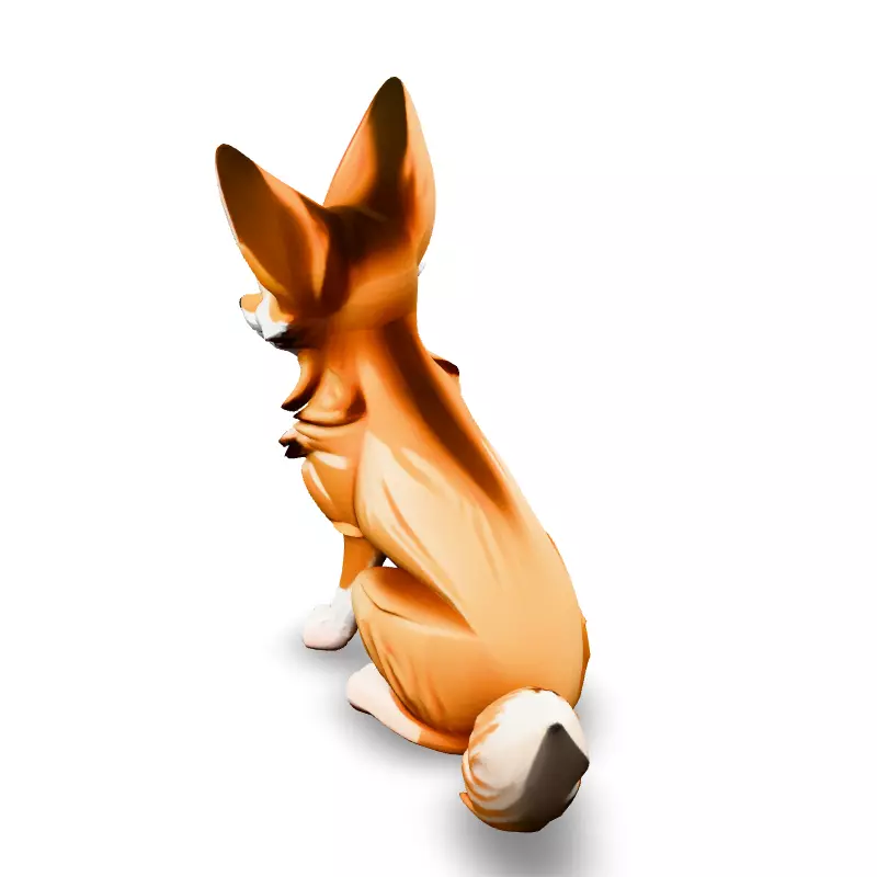 Stylized LowPoly Fennec Fox Low-poly 3D model_4