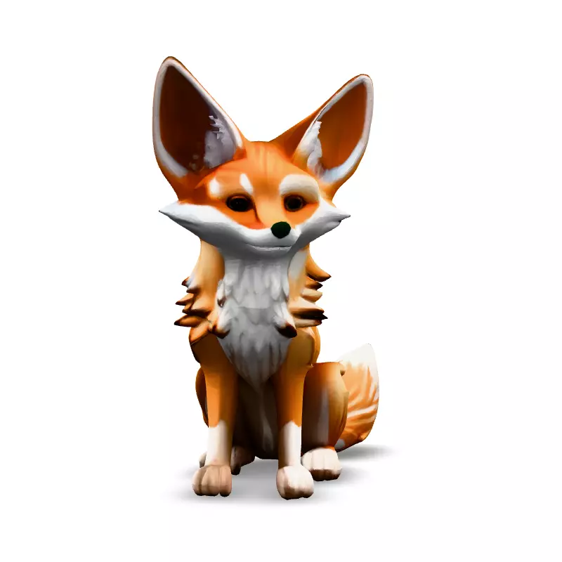 Stylized LowPoly Fennec Fox Low-poly 3D model_3