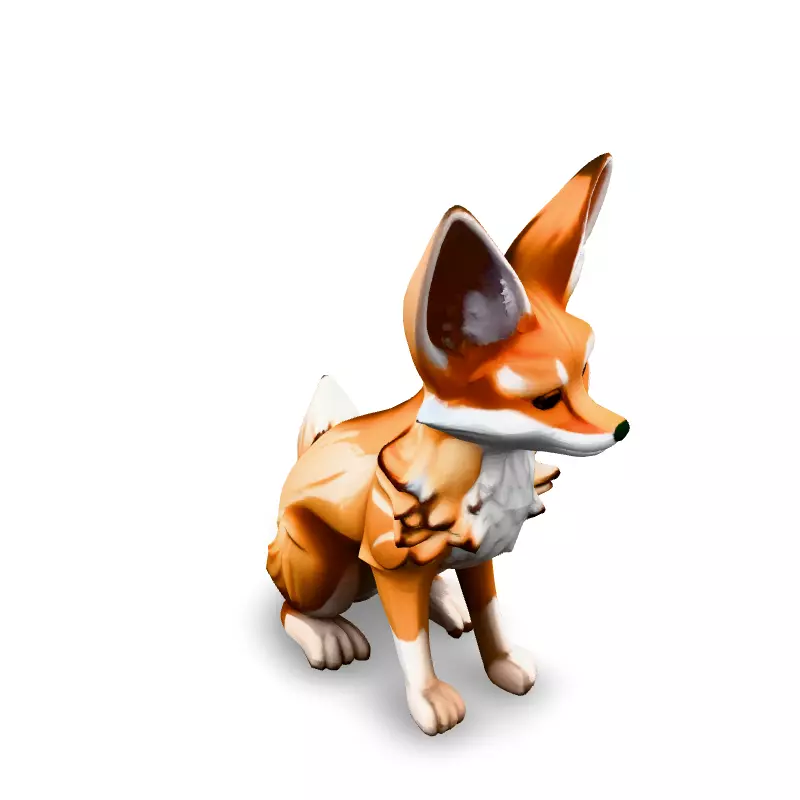 Stylized LowPoly Fennec Fox Low-poly 3D model_2