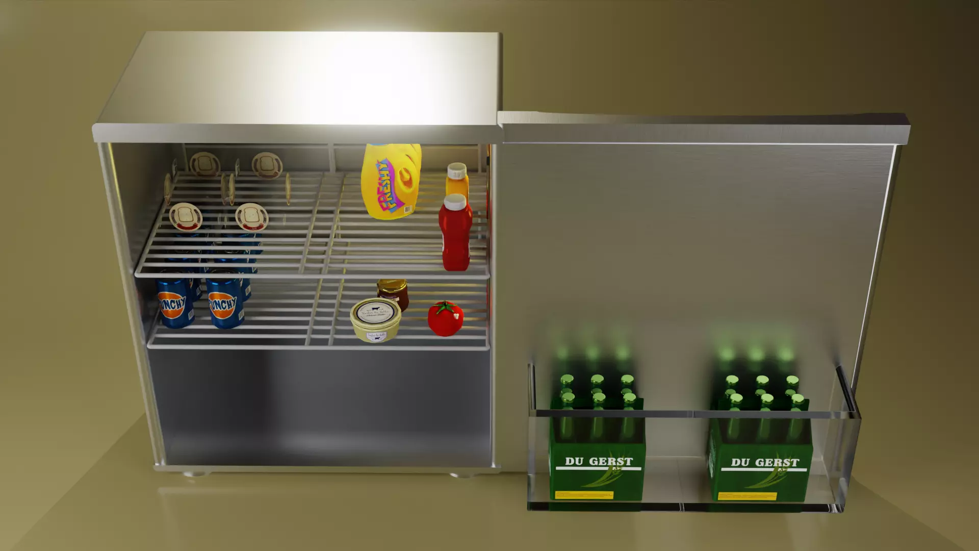 Mini Fridge 3D Model Compact High Poly Refrigerator Free 3D model_1