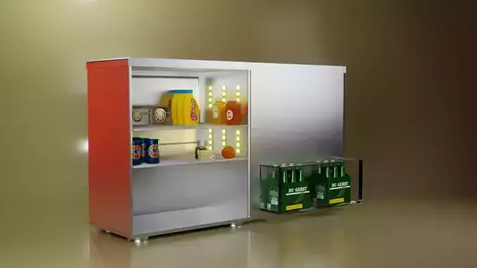 Mini Fridge 3D Model  Compact High Poly Refrigerator