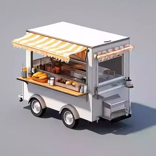 Realistic Food Truck 3D Model Low-poly 3D model