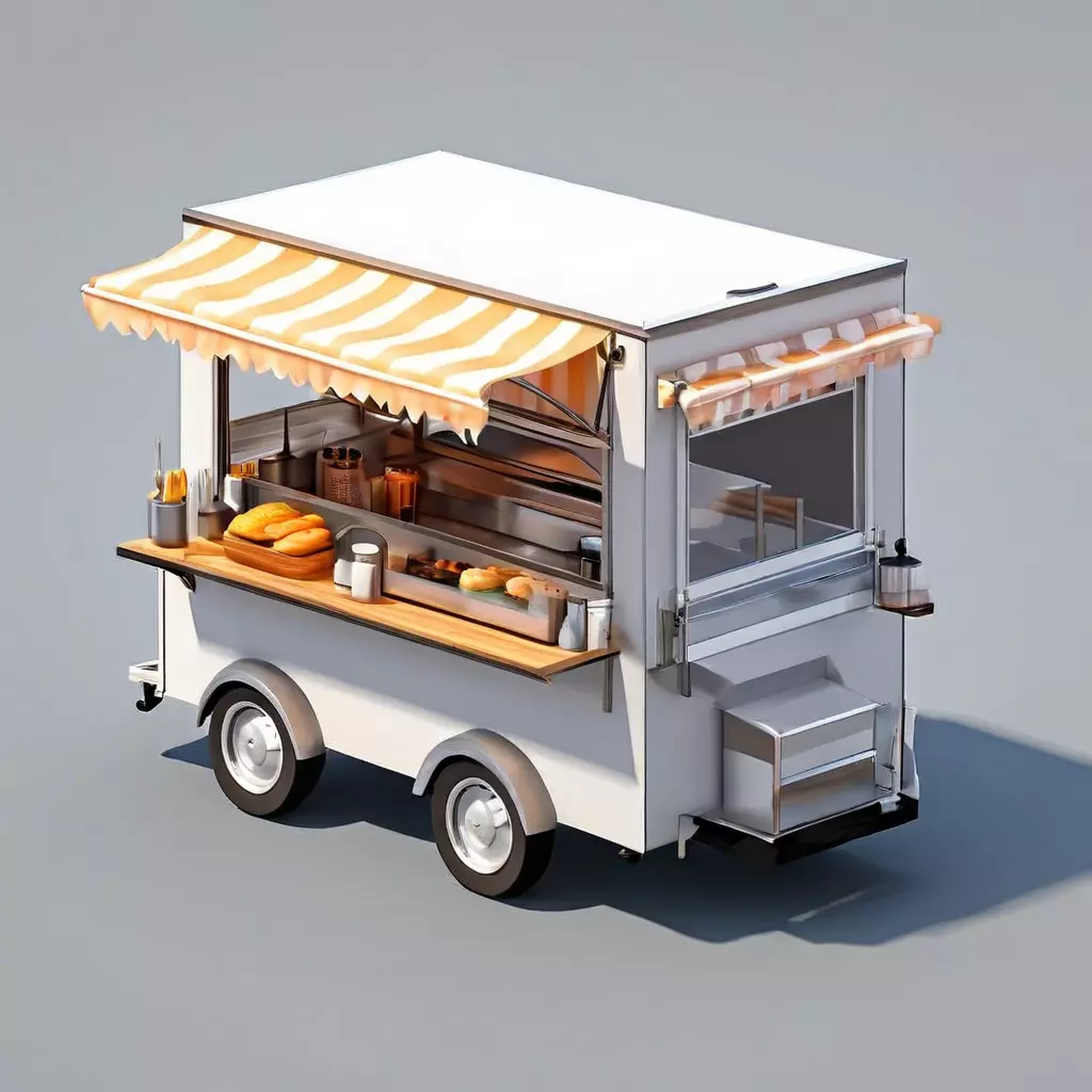 Realistic Food Truck 3D Model Low-poly 3D model_0